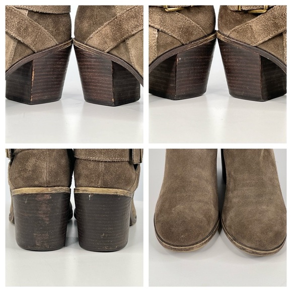 Suede Ankle Boots Booties BCBGeneration Taupe Brown Boho Bohemian Western Indie - Picture 14 of 15